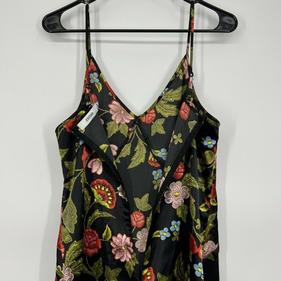JustFab Slip Dress Satin Floral Lace Trim - Picture 10 of 11